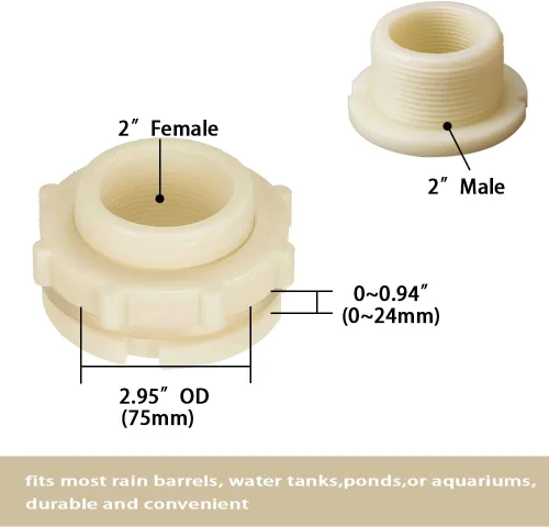 Miniatura 2 de Adaptador de conector de tanque de agua de plástico ABS de 1 pulgada, adaptador de conector de tanque de agua con tapones para barril de lluvia al