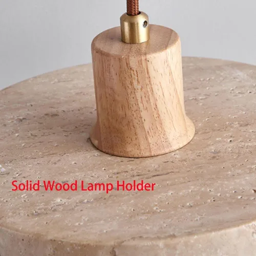 Miniatura 5 de Japanese Wabi-Sabi Dining Room Pendant Lights, 8.3IN Yellow Travertine Shade Ceiling Hanging Lighting, Modern Wood Chandelier for Kitchen Island