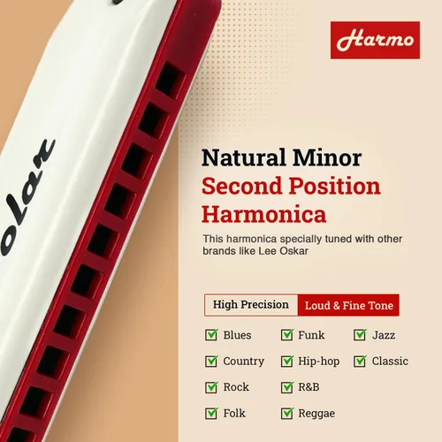 Miniatura 4 de Harmo Polar Natural Menor Armónica Key of A - Especializada para azules menores naturales, jazz, rock, folk y pop, órgano bucal con estuche