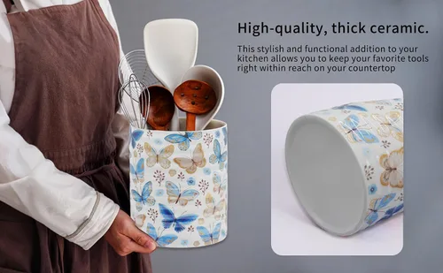 Miniatura 8 de Soporte para utensilios de cocina de 7.2" de patrón estable extra grande de cerámica, organizador de utensilios para encimera, decoración de cocina