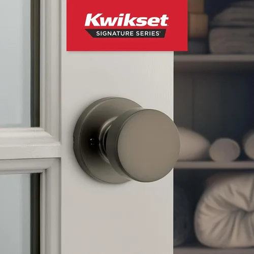 Miniatura 2 de Kwikset Pismo - Pomo de puerta redondo simulado, manija de un solo lado para armarios, puertas dobles francesas y despensa, pomo de puerta