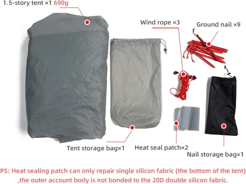 Miniatura 4 de 3FULGEAR Lanshan1 Pro - Tienda de campaña ultraligera para 1 persona, 3/4 estaciones, profesional de nailon 20D de doble cara, tienda de campaña