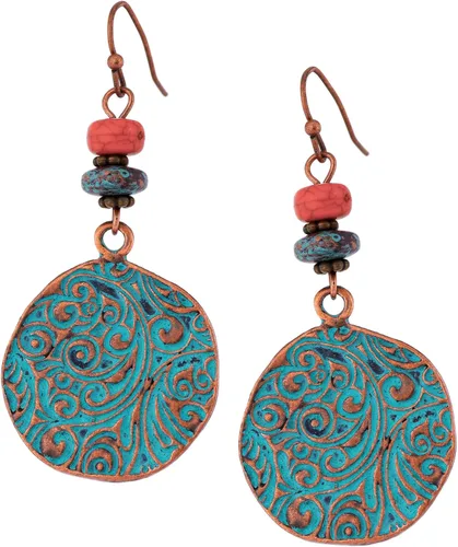 MINACHI Aretes colgantes étnicos vintage, bohemios, retro, color turquesa, estilo vintage, regalo de joyería bohemia para mujer