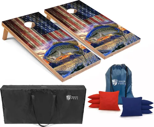 Miniatura 18 de Tailgating Pros - Juego de tableros para juego de cornhole con bolsas de maíz y estuche de transporte - Lanzamiento de agujero de maíz de 4 x 2 pies