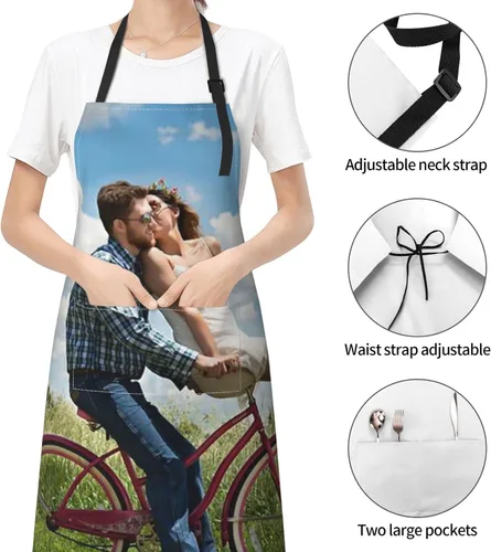 Miniatura 7 de Delantales personalizados para mujer con bolsillos, delantal personalizado, diseño de tu propio texto, foto, logotipo, delantal de cocina ajustable