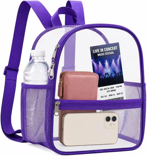 Miniatura 28 de Mochila transparente Oraben para eventos de estadio, mochila transparente para estadio 12x6x12, Negro, Pequeño
