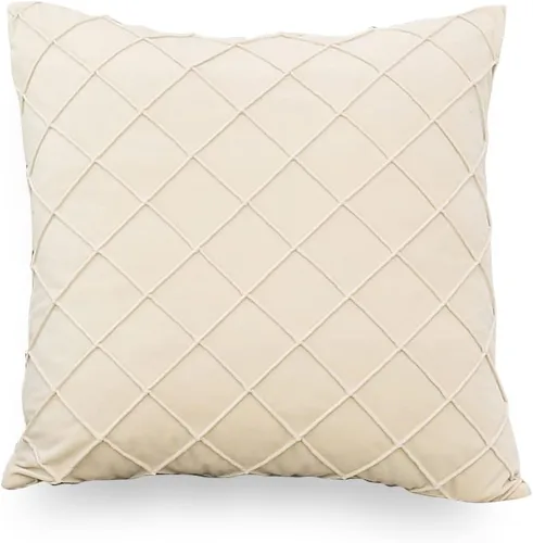 PLWORLD Funda de almohada beige de 20 x 20 pulgadas, funda de cojín cuadrada decorativa plisada y sólida, funda de almohada texturizada de