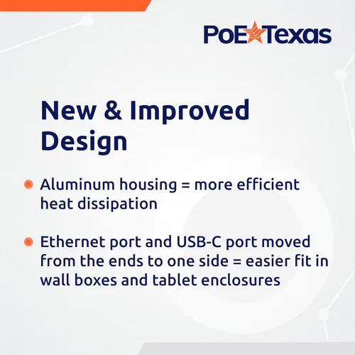 Miniatura 5 de PoE Texas Adaptador Gigabit PoE+ a USB-C, alimentación de 25 vatios y entrega de datos, adaptador de alimentación y Ethernet activo IEEE 802.3at
