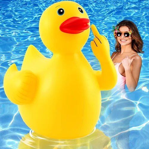 Miniatura 15 de Hungdao 2 piezas de pato inflable gigante de 5 pies, enorme pato de goma, flotador inflable grande para piscina para adultos, verano, playa, Bonito