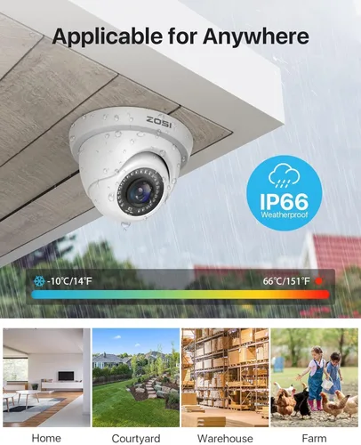 Miniatura 5 de ZOSI - Cámara de seguridad híbrida 4 en 1 TVI CVI AHD CVBS de 2MP, 1920TVL, 1080P HD, resistente a la intemperie, para exteriores e interiores