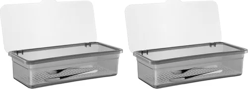 Miniatura 10 de Cabilock Caja de almacenamiento de drenaje de palillos con tapa, paquete de 2 unidades de 11.02 x 5.11 x 5.51 pulgadas, contenedor organizador