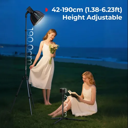 Miniatura 4 de SMALLRIG Soporte de luz ajustable para fotografía de 74.8 pulgadas/6.23 pies, carga máxima de 8.8 libras, soporte de trípode de iluminación compacto