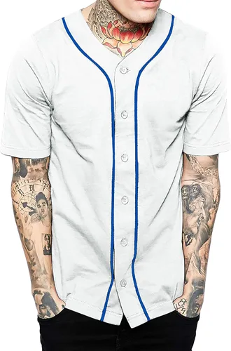 Miniatura 21 de Hat and Beyond camiseta de béisbol para hombre con botones hipster hip hop