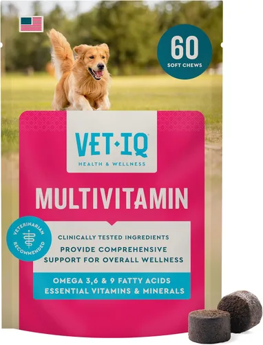 VetIQ Suplemento multivitamínico para perros, apoya la función cerebral activa, el sistema inmunológico y el sistema digestivo, multivitamínico para
