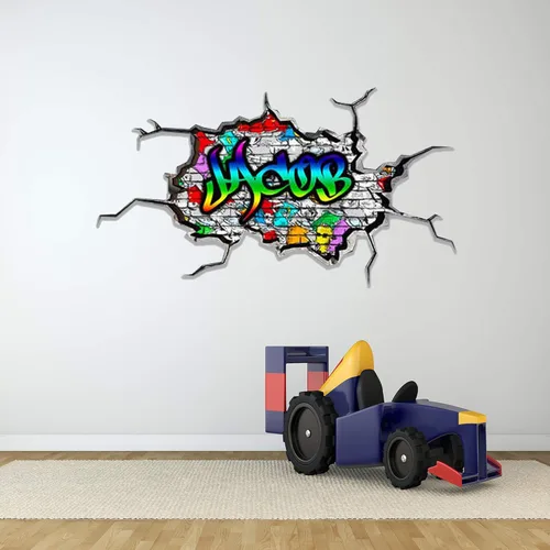 Miniatura 3 de Calcomanía de pared personalizada con nombre de graffiti 3D Adhesivo decorativo de vinilo artístico personalizado Extraíble Despegar y pegar