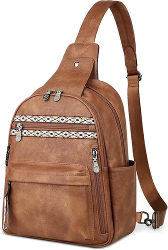Miniatura 9 de FADEON Bolso bandolera grande para mujer, bolso cruzado de cuero de diseñador antirrobo, riñoneras RFID para viajes