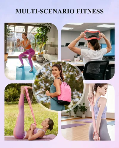 Miniatura 5 de Kit de entrenamiento en casa de pilates Zuluro para mujeres, set de anillo y pelota de pilates Better Me, equipo esencial, con 5 bandas