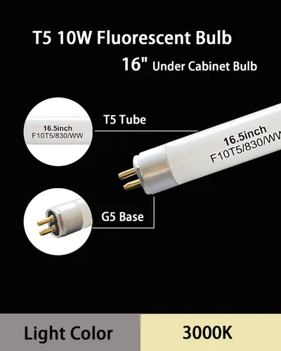 Miniatura 4 de Paquete de 3 bombillas fluorescentes F10T5/830/L de 16 pulgadas de repuesto para Jasco, Philips, Lineal T5 10W 3000K bombillas blancas cálidas, base