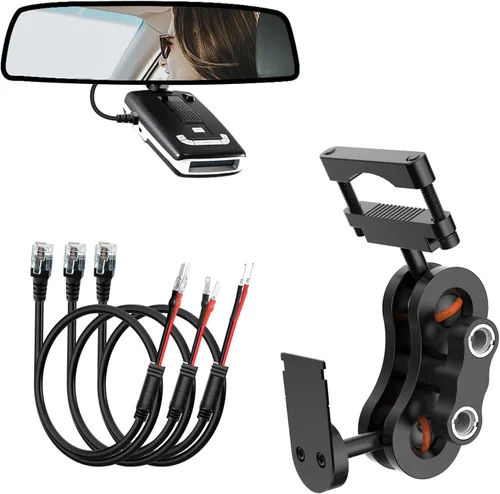 Miniatura 12 de SDSACZMU Soporte para Detector de Radar, Soporte de Montaje de Radar de Varilla de Espejo Retrovisor + Kit de Cable de Alimentación de Cableado