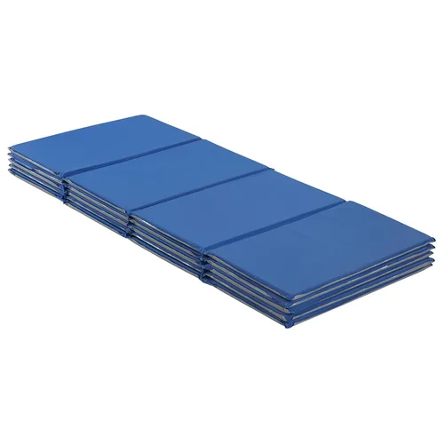 Miniatura 13 de ECR4Kids Alfombrilla de descanso plegable para uso diario, 4 secciones, 1 pulgada, almohadilla para dormir, azul/gris, paquete de 5