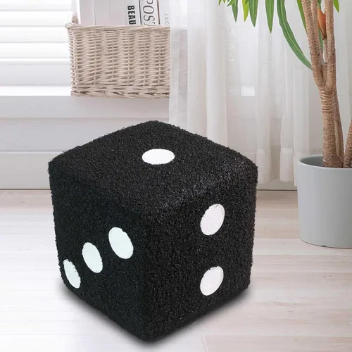 Miniatura 2 de Taburete de pie suave, cómodo, simple, cálido, resistente, base cubo, taburete para el hogar, sala de estar, dormitorio (negro)