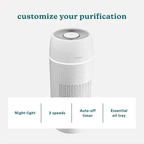 Miniatura 4 de Homedics Purificador de aire 5 en 1 PetPlus UV-C - Filtro HEPA de 360 grados para 266 pies cuadrados, purificadores de aire para mascotas
