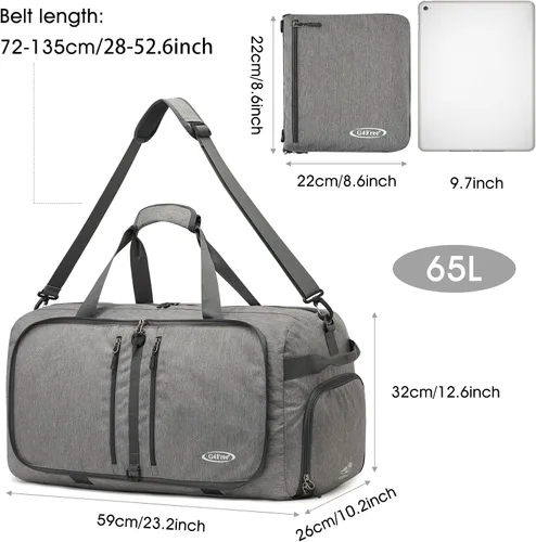 Miniatura 4 de G4Free, bolsa plegable, de lona, para viajar, liviana, de 22 pulgadas, para equipaje, deportes, gimnasio