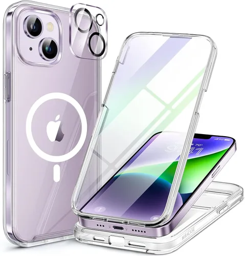 Miniatura 104 de Miracase Funda para iPhone 13 de 6.1 pulgadas, [sin burbujas] funda de teléfono de cuerpo completo con pantalla de vidrio completa integrada, sin