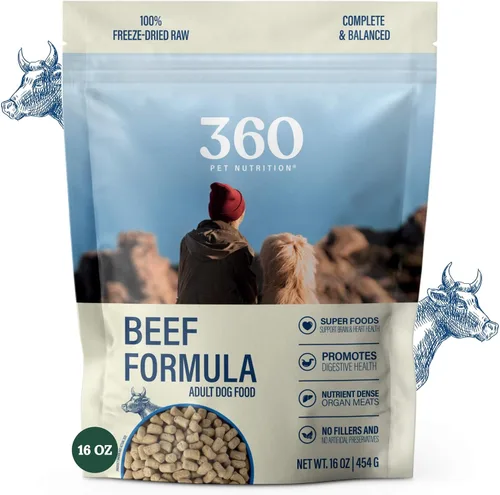 Miniatura 22 de 360 Pet Nutrition Alimento crudo liofilizado para perros – Receta de carne de res con hígado y órganos, alta proteína con omega-3, frutas, verduras