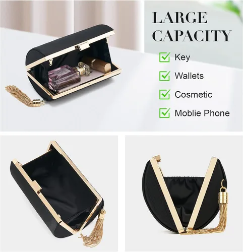 Miniatura 3 de Bolso de mano para mujer, bolso de noche con flecos, bolso de mano para mujer, bolso de mano de boda, bolso de mano con cadena, bolso cruzado