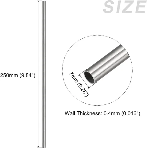 Miniatura 2 de METALLIXITY Tubo de acero inoxidable 304 (0.276 in de diámetro x 0.016 in de pared T x 9.843 in de largo), 4 piezas, tubo recto - para muebles