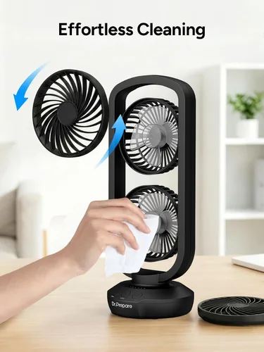 Miniatura 8 de DR.PREPARE Ventilador de Torre Pequeño Ventiladores de Mesa Oscilantes con inclinación de 270°, oscilación de 105°, 3 velocidades y 3 temporizadores