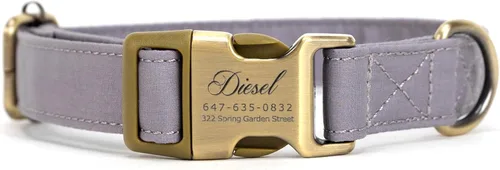 Miniatura 9 de Collar de perro personalizado con nombre y número de teléfono grabado, collar ajustable personalizado para cachorros, collar de algodón orgánico