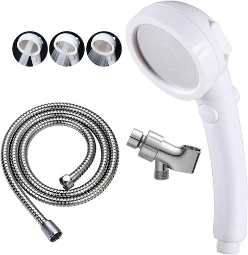 Miniatura 10 de Cabezal de ducha de mano de cromo de alta presión KAIYING con interruptor de pausa ON/OFF, varilla de ducha de 3 modos de rociado con botón