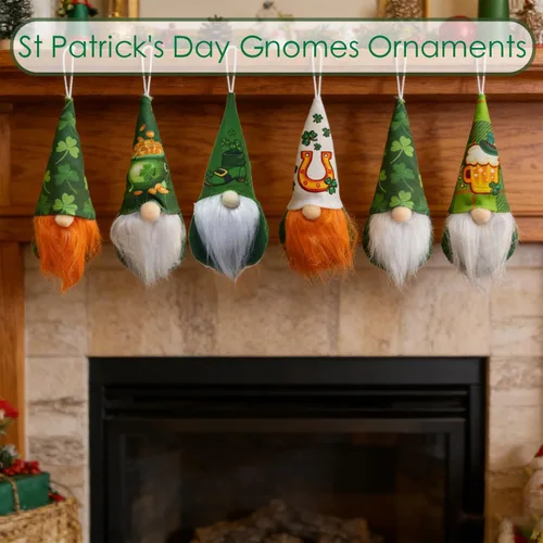 Miniatura 4 de Adornos para árbol del día de San Patricio, gnomos, decoración de árbol del día de San Patricio, adornos colgantes para relleno de felpa