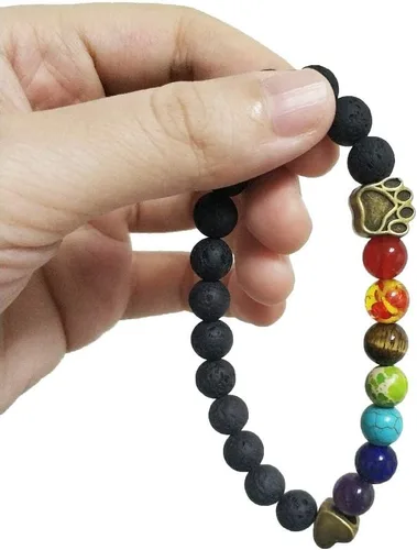 Miniatura 4 de Pulsera de cuentas de lava con diseño de puente arcoíris para mascotas, regalo conmemorativo para perros y gatos, lino