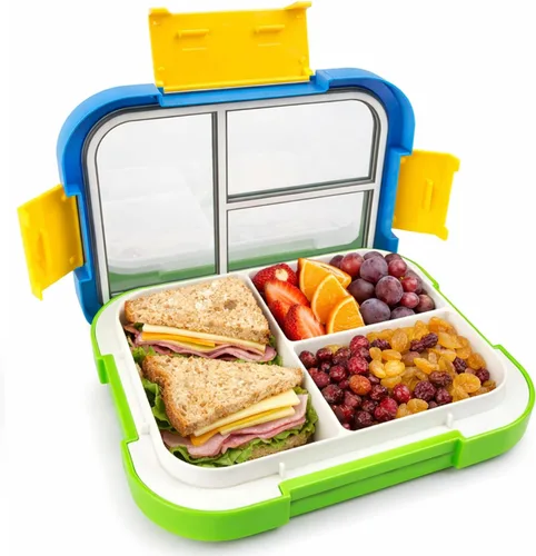 Miniatura 8 de EASYFUN Lonchera Bento para adultos, Caja de Almuerzo, lonchera con 4 compartimentos, a prueba de caídas, apta para lavavajillas y fabricada
