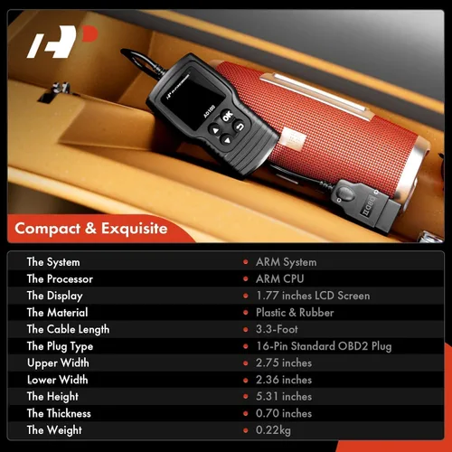 Miniatura 8 de A-Premium AD100 Herramienta de diagnóstico universal OBD2 escáner, lector de códigos de coche OBDII/EOBD/CAN, comprobar la luz del motor/leer