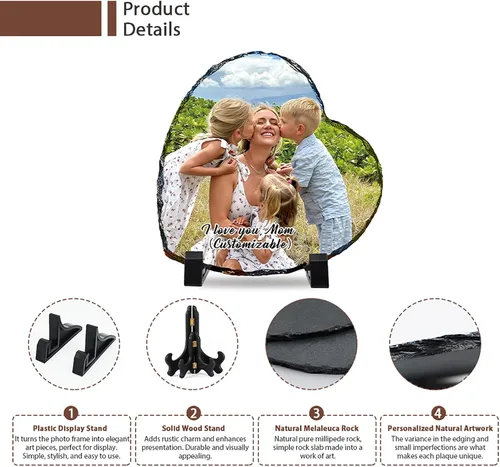 Miniatura 4 de Bemaystar Marco de fotos personalizado con foto y texto, regalo de fotos personalizado para mamá, papá y parejas, placa de pizarra fotográfica