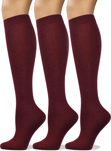 Miniatura 14 de COTTON DAY Calcetines de algodón peinado suave para mujer, largos hasta la pantorrilla, con puntera sin costuras, negro, blanco, gris, azul marino