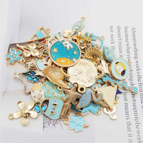 Miniatura 5 de JJG Ventas al por mayor 80 piezas (40 pares) surtido chapado en oro esmalte delicado colgantes colgantes encantos para pendientes fabricación