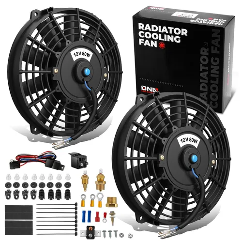 Miniatura 14 de DNA Motoring Ventilador de radiador delgado de refrigeración eléctrica de alto rendimiento de 12 pulgadas con kit de montaje, rojo, 2 piezas