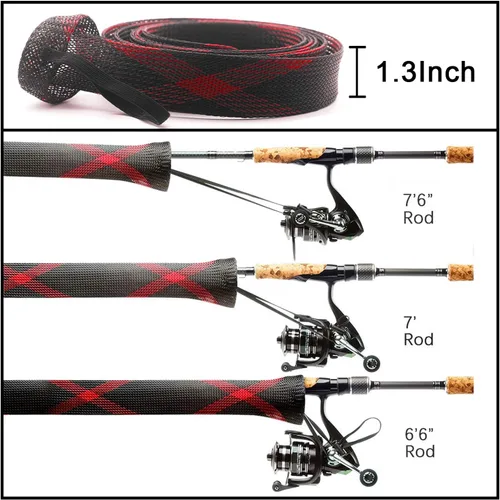 Miniatura 4 de Funda para caña de pescar – Paquete de 4 calcetines de manga de caña con cordón para mosca, spinning, casting, pesca en el mar