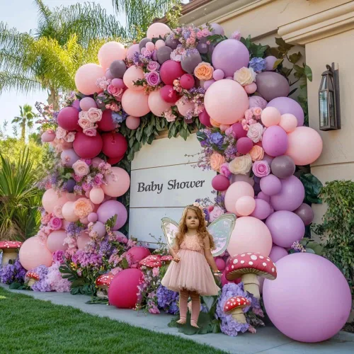 Miniatura 4 de Guirnalda de globos de color morado y rosa, globos de doble relleno de lavanda lila, globos pastel de diferentes tamaños, kit de arco de globos