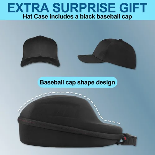 Miniatura 3 de Estuche de viaje para gorras de béisbol, estuche de almacenamiento para sombreros con 1 gorra de béisbol negra y correa ajustable para el hombro