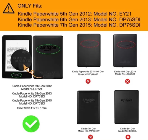 Miniatura 2 de Funda compatible con Kindle Paperwhite de 6 pulgadas (se adapta a la versión 2012, 2013, 2015, 2016), modelo NO: EY21 / DP75SDI, funda protectora