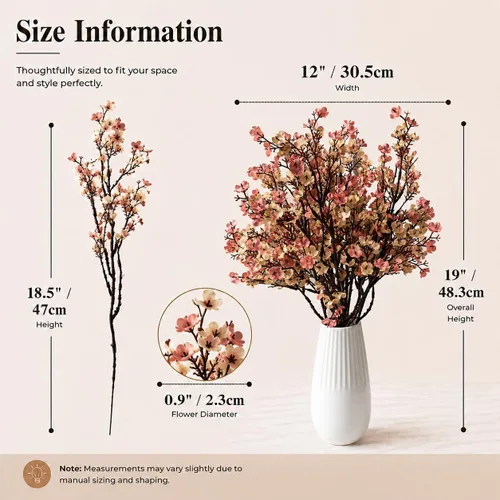 Miniatura 3 de Mandy's 6 paquetes de flores artificiales de aliento de bebé beige marrón 18.5 Inch Silk Gypsophila European Style Modern Home Decor Centerpiece