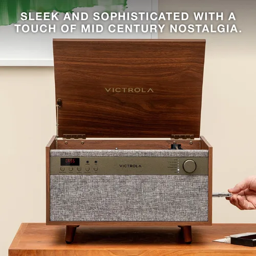 Miniatura 4 de Victrola Century 6-en-1 Reproductor de discos de vinilo y centro de música – Tocadiscos de 3 velocidades, reproductor de CD y cassette, VINYLSTREAM