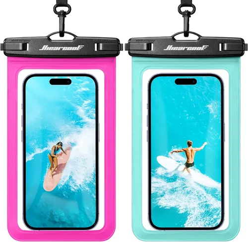 Miniatura 13 de Hiearcool Bolsa impermeable para teléfono, funda impermeable para teléfono con cordón cruzado compatible con iPhone 17, 16, 15, 14, 13 Pro Max de 2