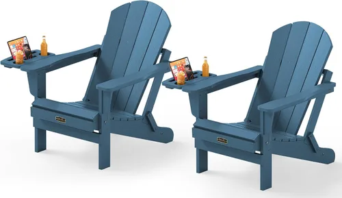 Miniatura 72 de SERWALL - Silla plegable Adirondack para patio, jardín, exterior, resistente a la intemperie, sillas para hoguera, color naranja
